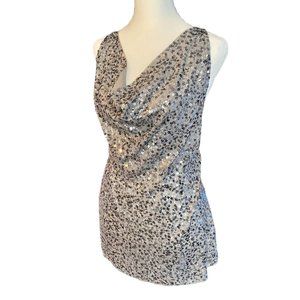 BCBGMAXAZRIA Drape Front Sequin Tank